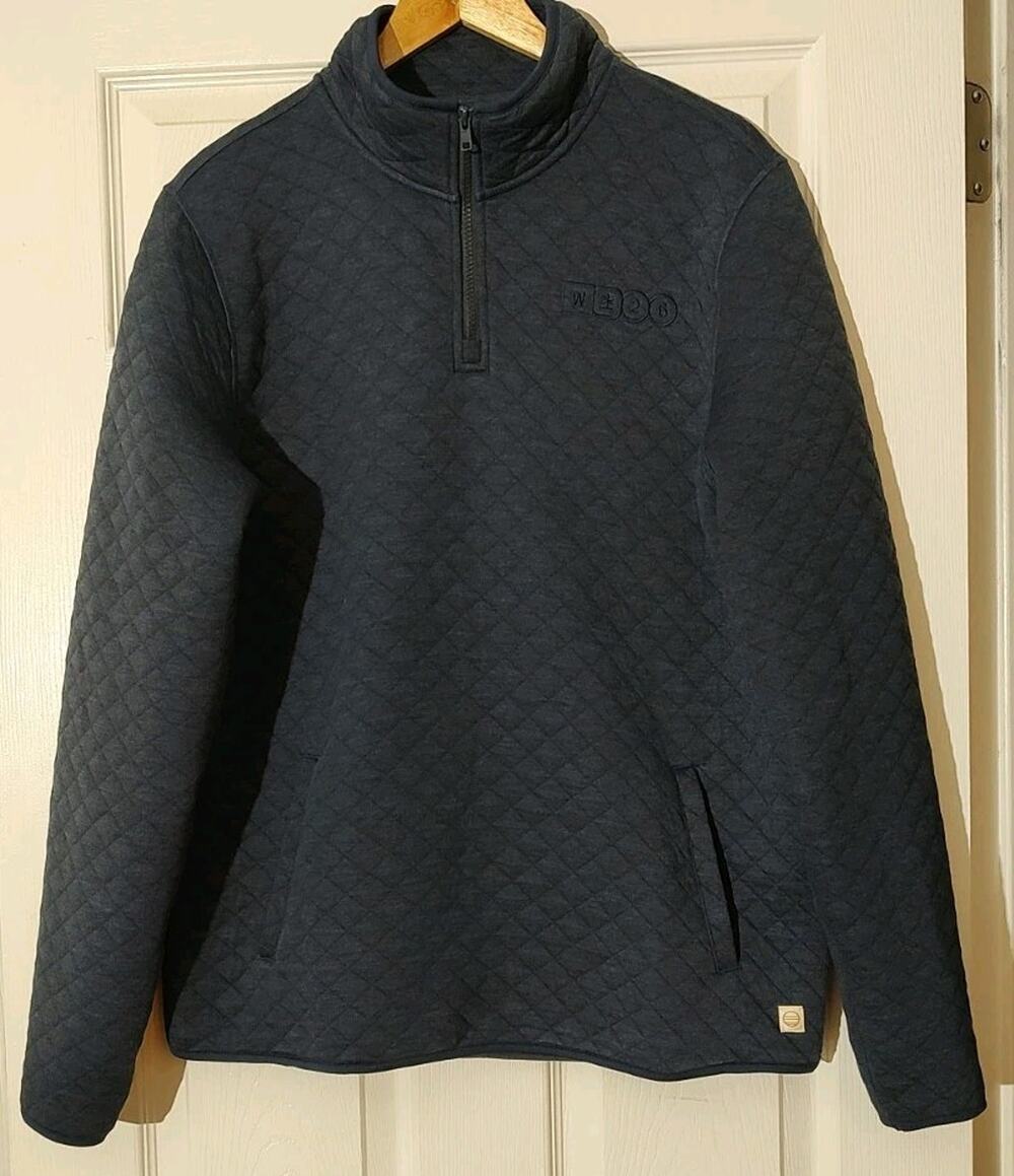 Men's Marine Layer Quilted Jacket Corbet Full Zip Blue Lightweight Zip Pocket- L